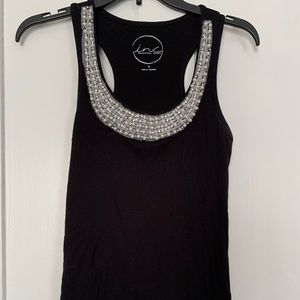 INC Black Beaded Tank Top